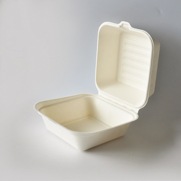 B004 Green compostable food packaging sugarcane bagasse takeout food container for burger