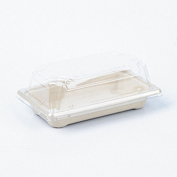 Biodegradable sugarcane bagasse sushi tray with lid