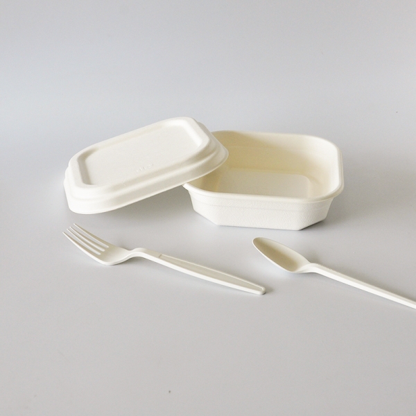 Eco-friendly unbleached sugarcane bagasse square paper bowl