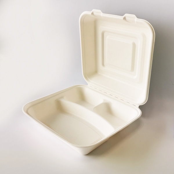 One Time 9 inch 3-div Use New Product sugarcane bagasse lunch box