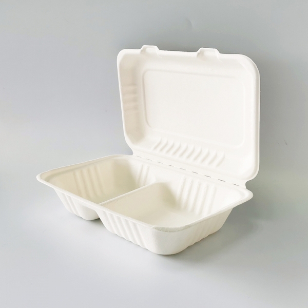 2 Div compartment lunch Sugarcane Bagasse Clamshell box MP-7