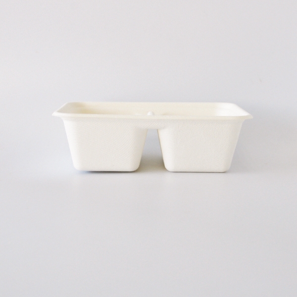 2-div disposable sugarcane bagasse container 650ml