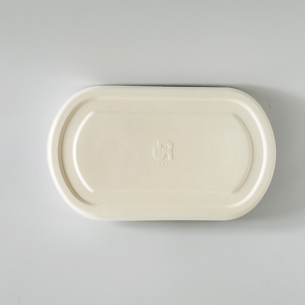 Disposable compostable food packaging sugarcane bagasse 850ml oval container