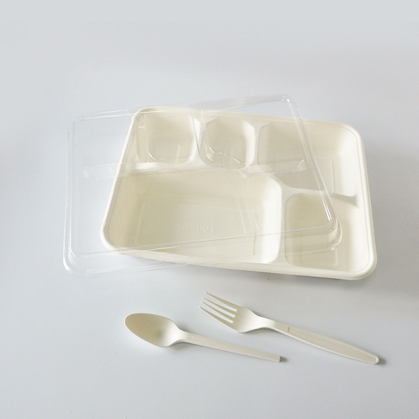 5 Compartment Plate Sugarcane Bagasse Fast Food box NP001 Without Lid