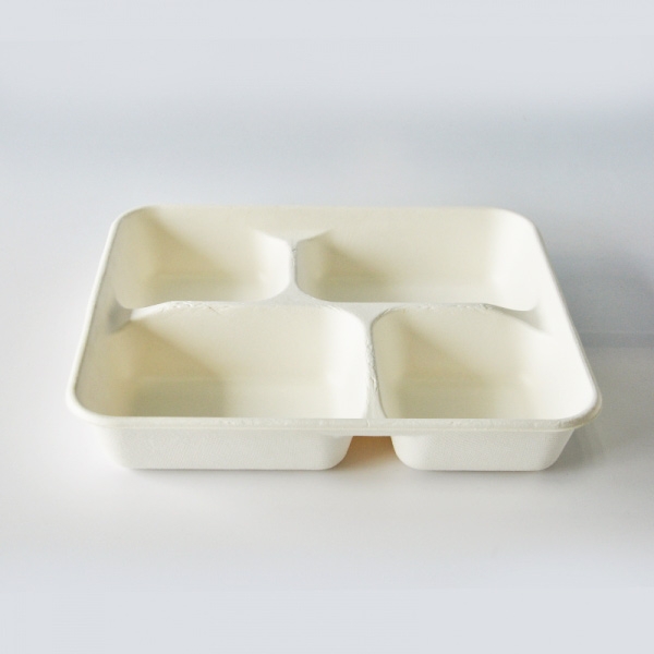 Wholesale Disposable 4 Compartment Food Biodegradable sugarcane bagasseLunch box NP002