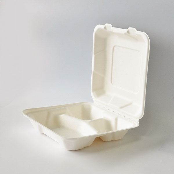 3-Div Factory price Compostable Biodegradable sugarcane bagasseFood Container